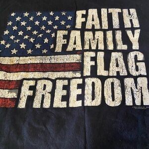 Faith family flag freedom shirt blue